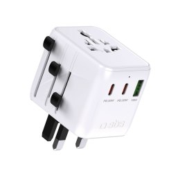 Adapter podróżny sieciowy USB-C USB-A EU UK US AUS JP - biały