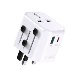 Adapter sieciowy podróżny uniwersalny USB-C USB-A EU UK US AUS - biały