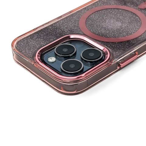 Etui brokatowe plecki na iPhone 17 Pro Glitter Case MagSafe - różowe