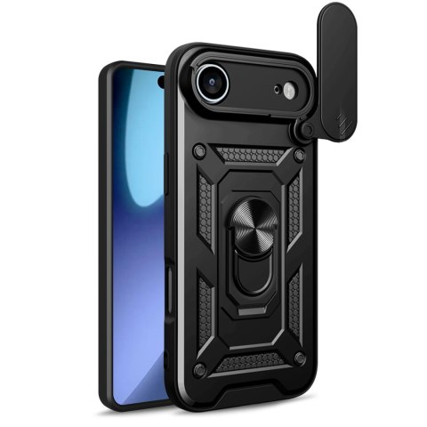 Etui pancerne z podstawką osłoną aparatu na iPhone 17 Air Hybrid Armor Camshield - czarne