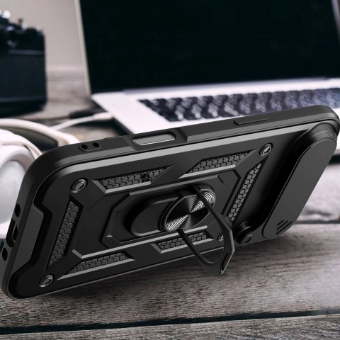Etui pancerne z podstawką osłoną aparatu na iPhone 17 Air Hybrid Armor Camshield - czarne