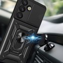 Pancerne etui z podstawką osłoną aparatu na Samsung Galaxy S25 Edge Hybrid Armor Camshield - czarne