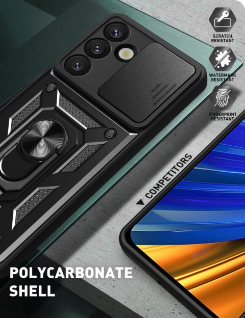Pancerne etui z podstawką osłoną aparatu na Samsung Galaxy S25 Edge Hybrid Armor Camshield - czarne