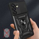 Pancerne etui z podstawką osłoną aparatu na Samsung Galaxy S25 Edge Hybrid Armor Camshield - czarne