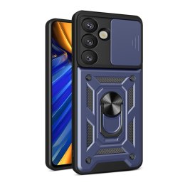 Pancerne etui z podstawką osłoną aparatu na Samsung Galaxy S25 Edge Hybrid Armor Camshield - niebieskie
