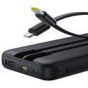 Powerbank 10000mAh 22.5W z wyświetlaczem kablami USB-C iPhone Lightning Lipow - czarny