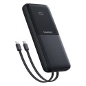 Powerbank 10000mAh 22.5W z wyświetlaczem kablami USB-C iPhone Lightning Lipow - czarny