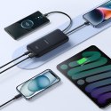 Powerbank 10000mAh 22.5W z wyświetlaczem kablami USB-C iPhone Lightning Lipow - czarny