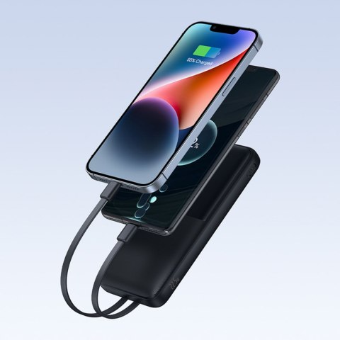 Powerbank 10000mAh 22.5W z wyświetlaczem kablami USB-C iPhone Lightning Lipow - czarny