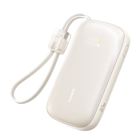 Powerbank 20000mAh 22.5W z wyświetlaczem kablem EnerFill FC21 Qpow 3 Ultra - beżowy