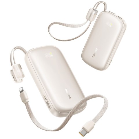 Powerbank 20000mAh 22.5W z wyświetlaczem kablem EnerFill FC21 Qpow 3 Ultra - beżowy