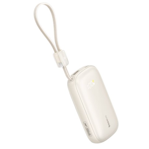 Powerbank 20000mAh 22.5W z wyświetlaczem kablem EnerFill FC21 Qpow 3 Ultra - beżowy