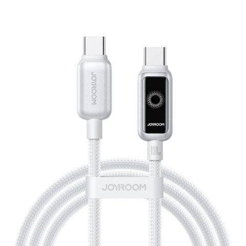 Kabel przewód w oplocie USB-C 100W 1.2m - biały