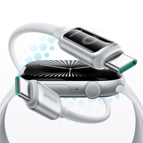 Kabel przewód w oplocie USB-C 100W 1.2m - biały