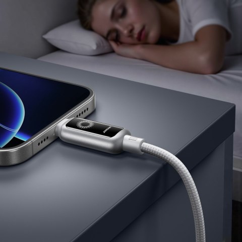 Kabel przewód w oplocie USB-C 100W 1.2m - biały