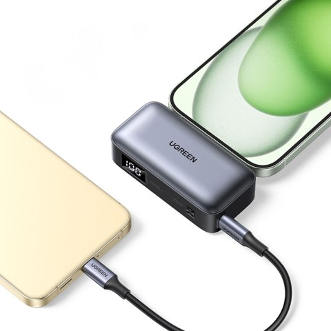 Powerbank 5000mAh zintegrowane złącze USB-C (męski) / USB-C (żeński) - szary