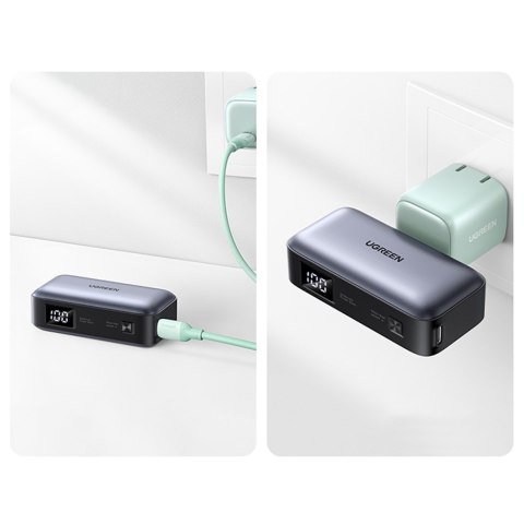 Powerbank 5000mAh zintegrowane złącze USB-C (męski) / USB-C (żeński) - szary