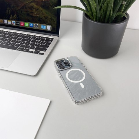 Etui brokatowe na Samsung Galaxy S25 Edge MagSafe Glitter Case - białe