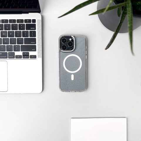 Etui brokatowe na iPhone 17 MagSafe Glitter Case - półprzezroczyste