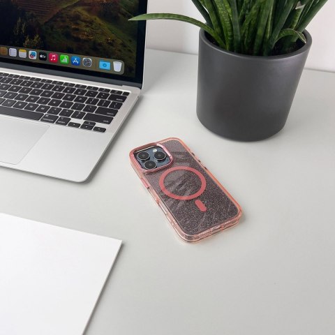 Etui brokatowe na iPhone 17 Pro Max MagSafe Glitter Case - różowe