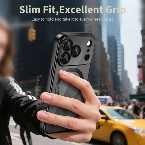 Etui pokrowiec na iPhone 17 Pro Max MagSafe MagFlex - przezroczysto-czarne