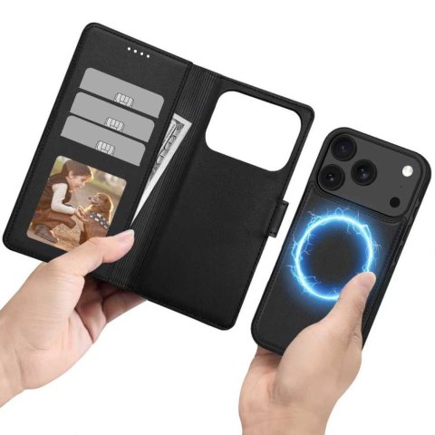 Etui pokrowiec z klapką miejscem na karty do iPhone 17 Pro MagSafe Wallet - czarny mat