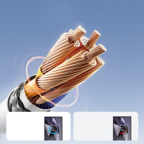 Kabel przewód S-A28 z oplotem USB-A - USB-C 3A 1m - biały