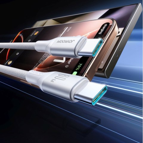 Kabel przewód S-A28 z oplotem USB-C 60W 1m - biały