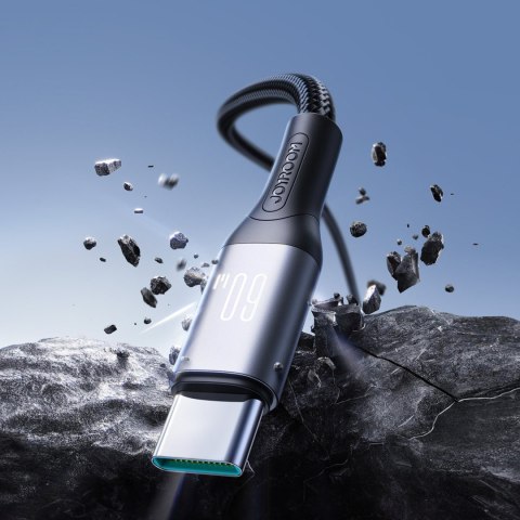 Kabel przewód S-A28 z oplotem USB-C 60W 1m - czarny