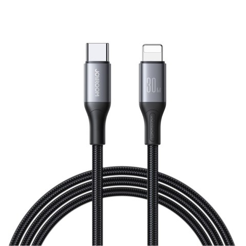 Kabel przewód S-A28 z oplotem USB-C - Lightning 30W 1m - czarny