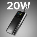 Powerbank z wyświetlaczem 10000mAh PD 20W LCD kablem USB-C - szary