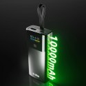 Powerbank z wyświetlaczem 10000mAh PD 20W LCD kablem USB-C - szary