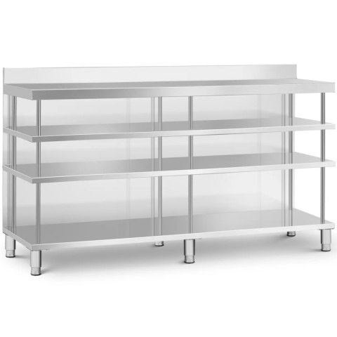 Stół blat barowy roboczy gastronomiczny z rantem 4 półki STAL 200 x 60 x 105 cm