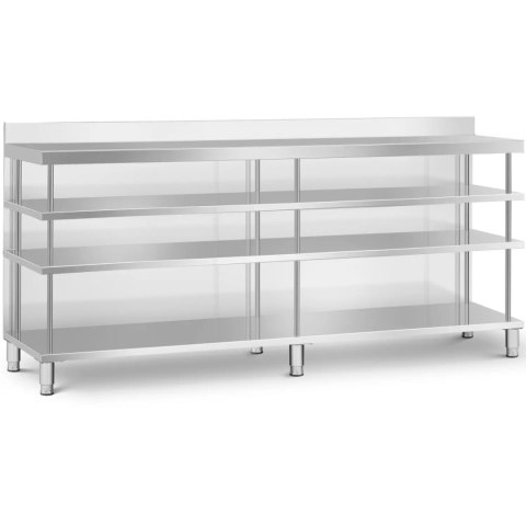 Stół blat barowy roboczy gastronomiczny z rantem 4 półki STAL 250 x 60 x 105 cm