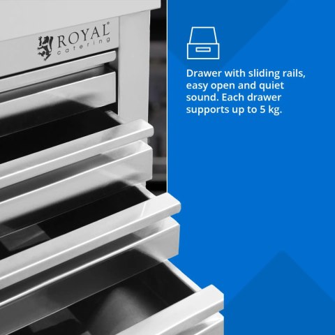 Szafka gastronomiczna na ciasto do pizzy stalowa 7 szuflad 50 x 70 cm