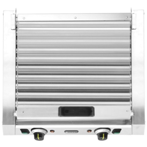 Podgrzewacz grill rolkowy do parówek hot-dogów dwustrefowy z pokrywą 11 rolek 45 cm 980 W