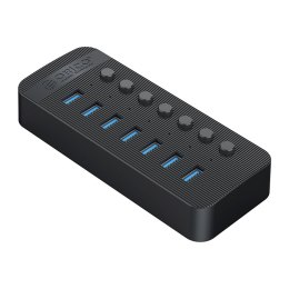 Hub CT2U3-7AB z włącznikami 7x USB-A - czarny