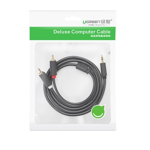 Kabel przewód audio 3.5mm minijack (męski) - 2RCA (męski) 5m - szary