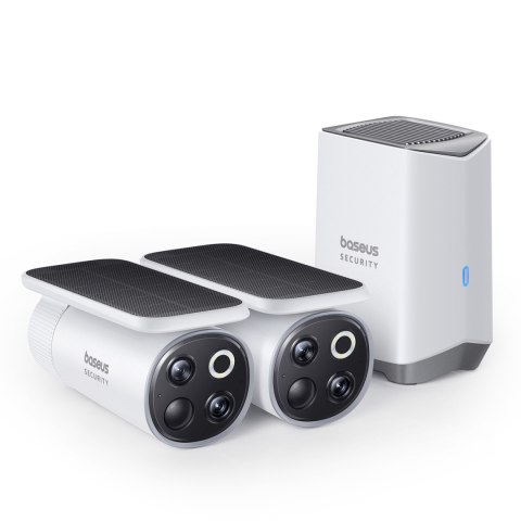 Zestaw do monitoringu zewnętrzny solarny 2 kamery 3K 8x 16GB - biały