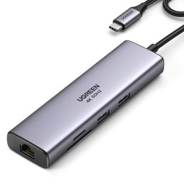 HUB Adapter USB-C - USB-A / HDMI / RJ45 / czytnik kart SD i TF / USB-C PD 100W - szary