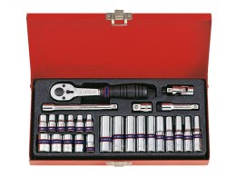 KOMPLET NASADEK 1/4 6-KĄTNE 26 SZTUK 4-13MM Z AKCESORIAMI KING TONY