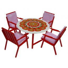 Mebelki dla lalek / 4 krzesełka + stolik 03