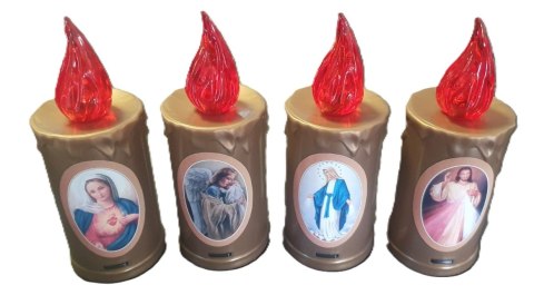 Znicz na baterie TERCIO MINI złoty święte motywy