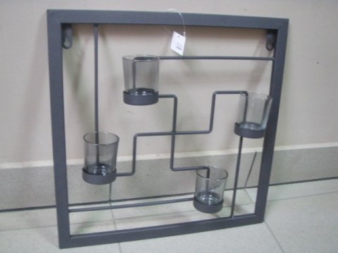 Świecznik metalowy ścienny na tea lights kwadrat 40x40 cm. 69392