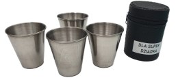 Kieliszki stalowe 4szt. zestaw turystyczne metalowe nierdzewne 80 ml z napisem Dla Super Dziadka XJ4854