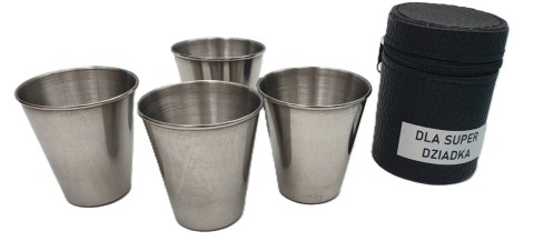 Kieliszki stalowe 4szt. zestaw turystyczne metalowe nierdzewne 80 ml z napisem Dla Super Dziadka XJ4854