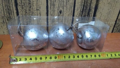 Bombka 3szt. SREBRNE JABŁKO | TG44100-1