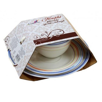 Filiżanka ze spodkiem + talerzyk paski AIC5081