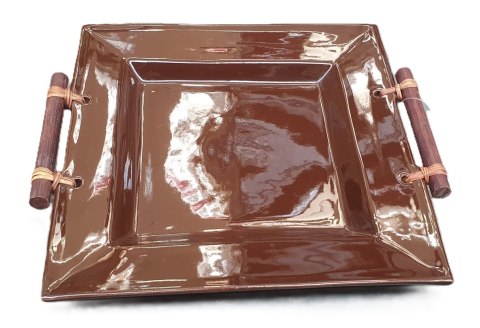 Talerz ceram kwadratowy + bambus 25 x 25 cm