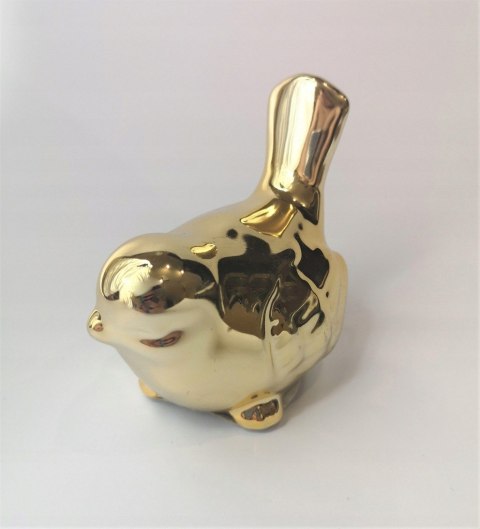 Figurka ceramiczna ptaszek złoty 10 x 5,5 x 8cm | DKC994-24